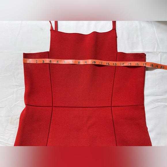 ADEAM Striking Red square neck split hem Midi Dress size 8 - Picture 12 of 15